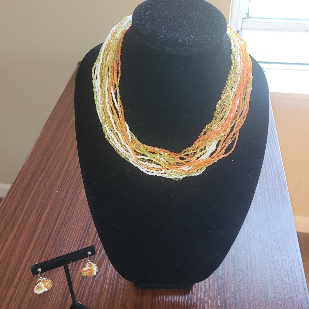 Multicolor Beaded Necklace and Earring Set